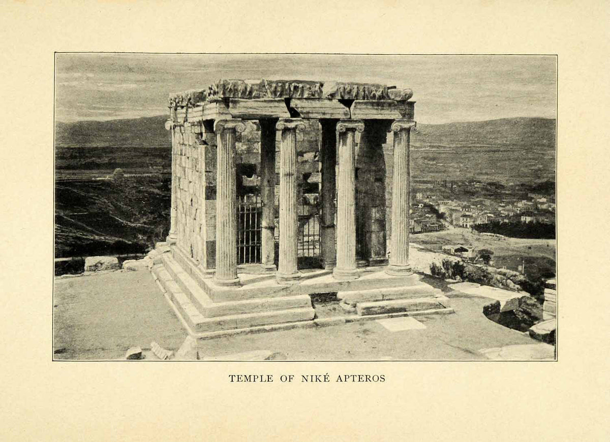 1907 Print Temple Athena Nike Apteros Athens Greece Greek