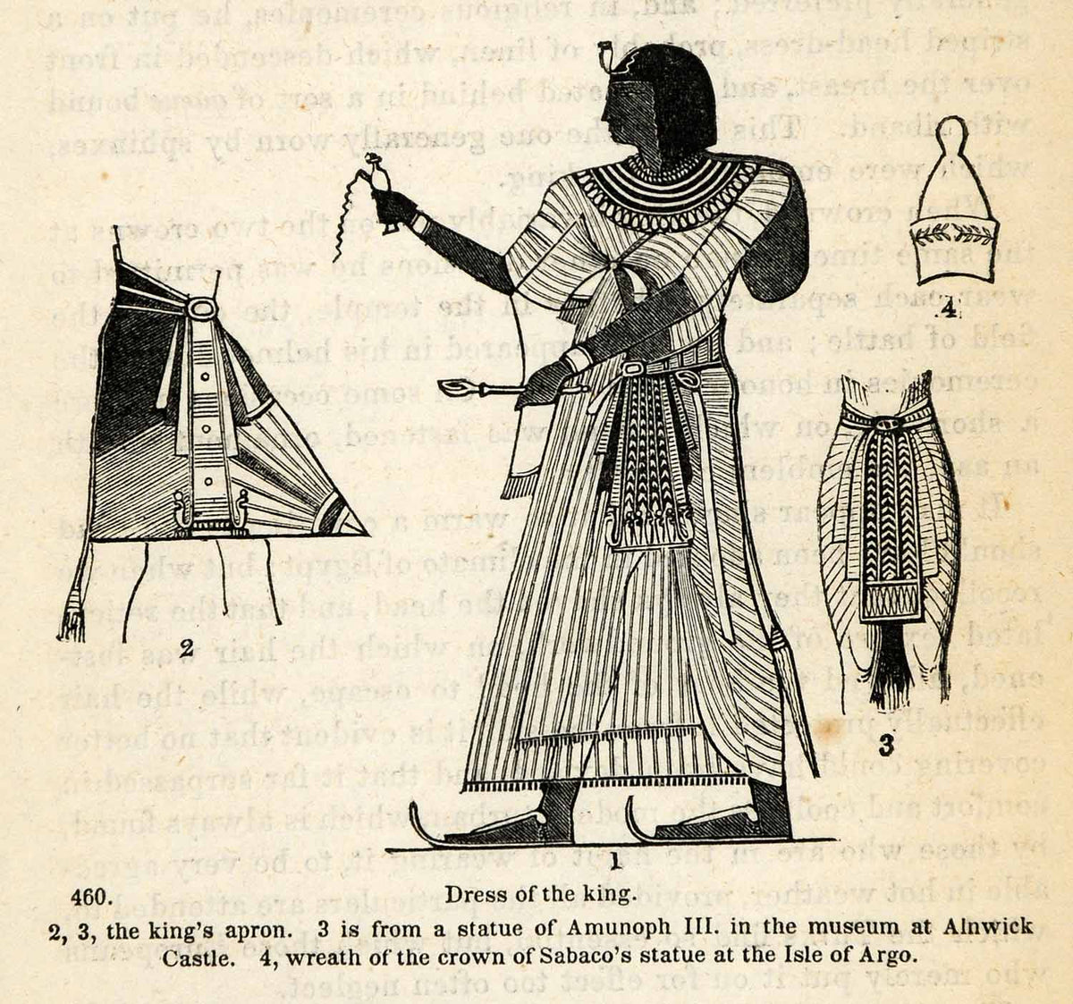 dress and neck scarf 1854 Woodcut Ancient Egyptian King Royal Fashion Clothing Amunoph XGP5 –  Period Paper Historic Art LLC