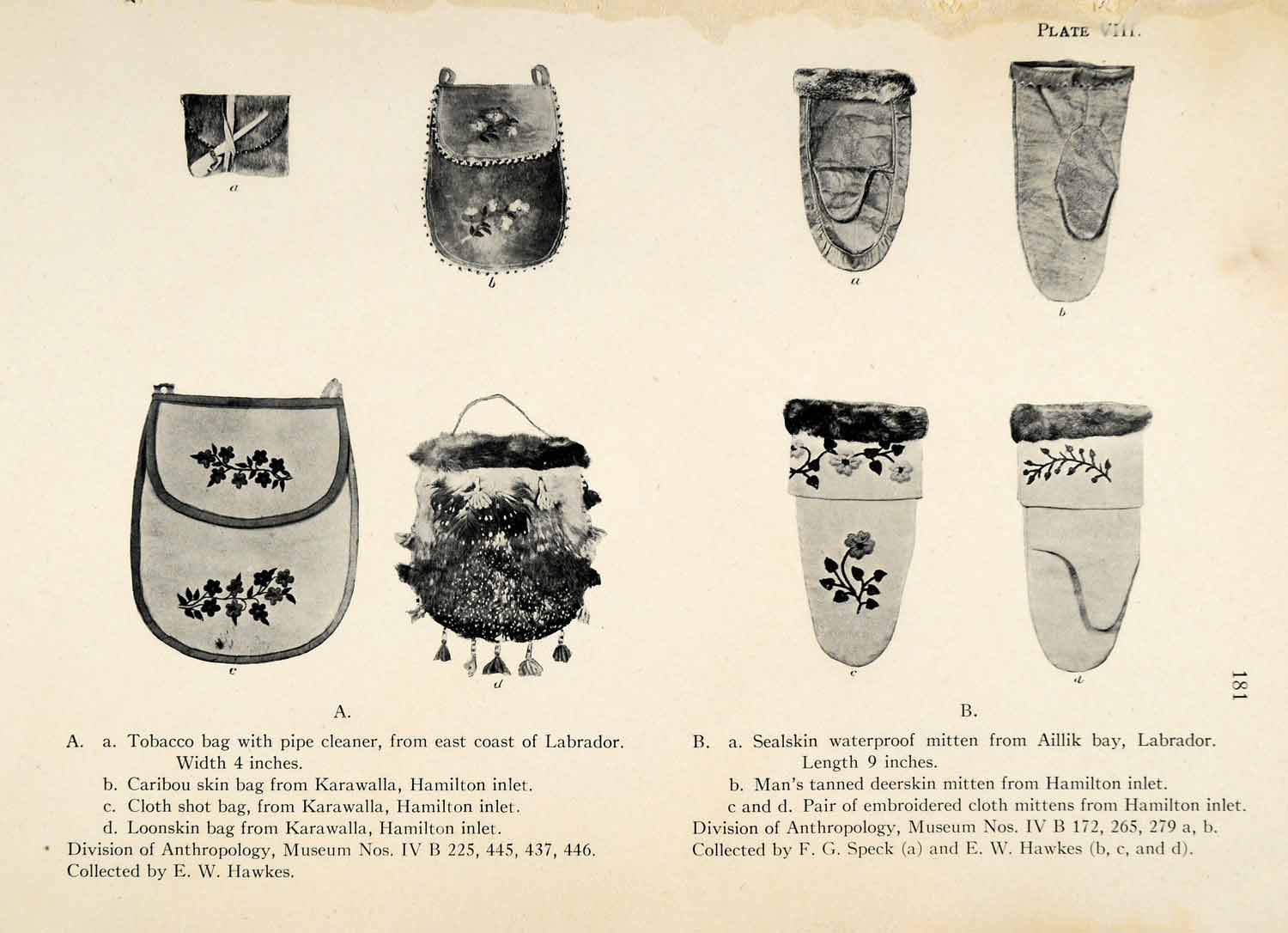 1916 Halftone Print Inuit Tobacco Bag Caribou Skin Loonskin Bag Sealskin XGR6