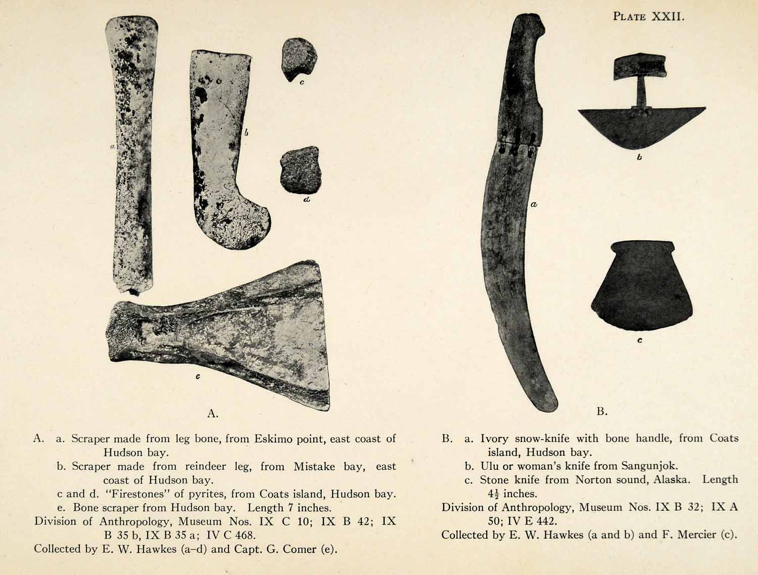 1916 Halftone Print Inuit Scraper Snow-knife Woman's Knife Eskimo Tools XGR6