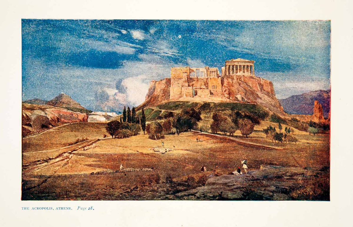 1921 Color Print John Fulleylove Art Acropolis Ancient Athens