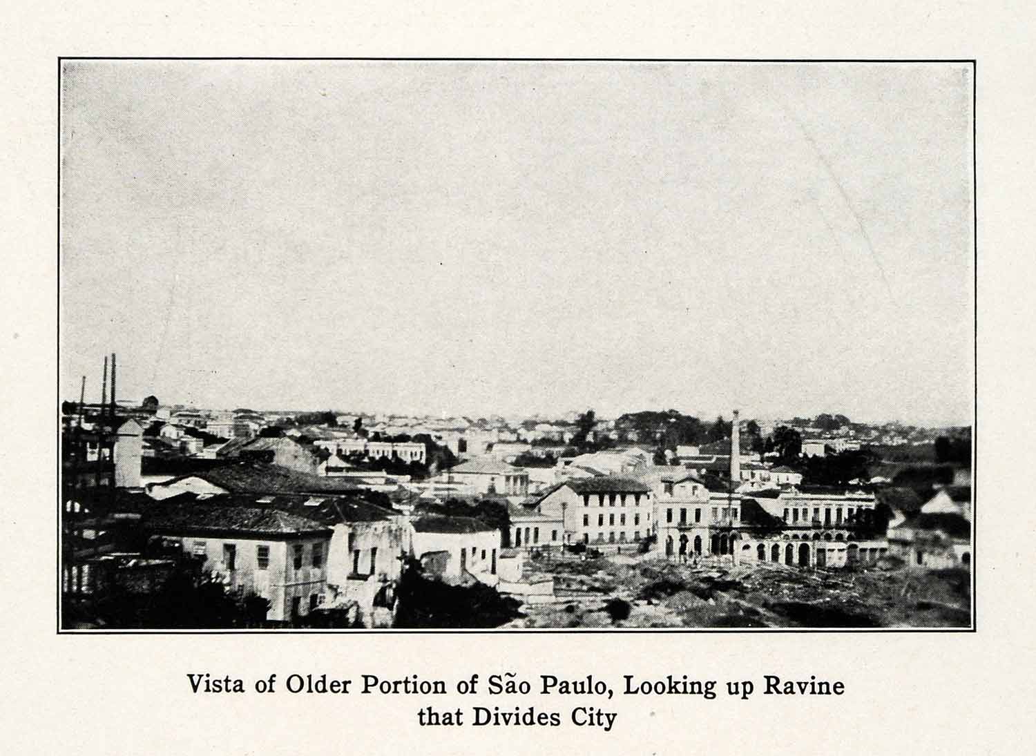 1915 Print Older Portion Sao Paulo Ravine City Brazil Aerial View XGV6