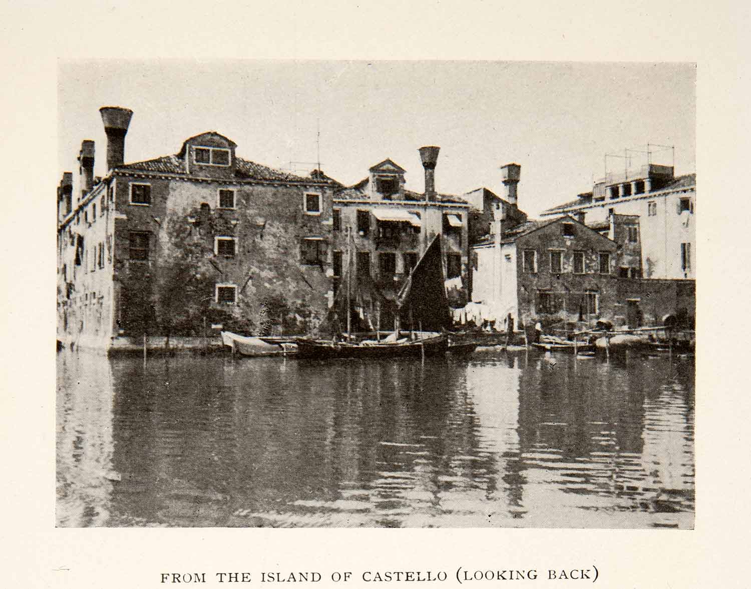 1907 Print Island Castello Venice Italy Grand Canal Cityscape Sailboat XGVB3
