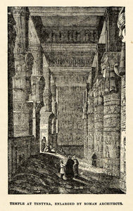 1904 Print Tentyra Column Dendera Divine Pillar Hathor Bas Relief Sculpture XHA4
