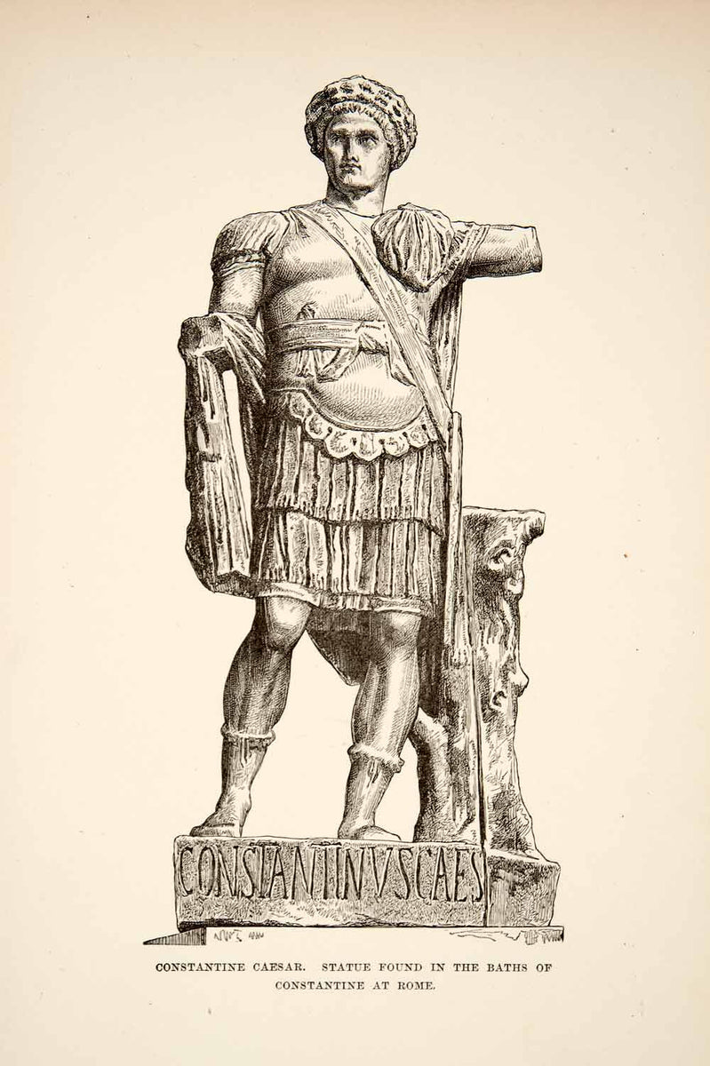 1890 Wood Engraving (Photoxylograph) Sculpture Roman Emperor