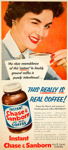 1954 Ad Chase & Sanborn Instant Coffee Drink Beverage Breakfast Food YBL1