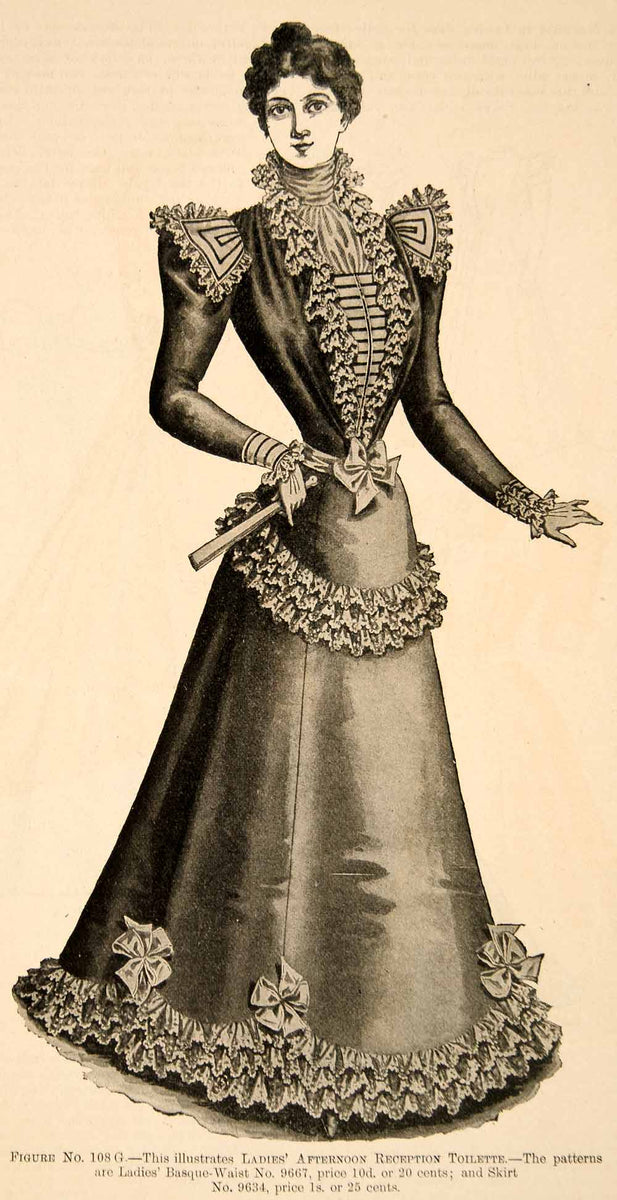 1898 Print Fashion Costume Clothing Victorian Woman Ruffle Frills Wais 1898 Print Fashion Costume Clothing Victorian Woman Ruffle Frills Wais