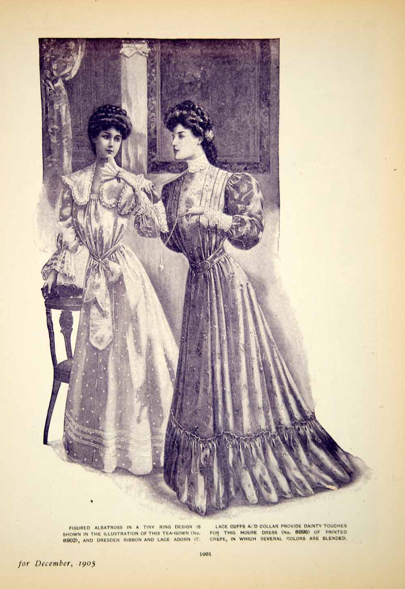 victorian tea party dress 1905 Print Delineator Edwardian Women Costume Style Art Gown Ribbo – Period Paper Historic Art LLC Size:38 in. Champagne Bridesmaid Dresses | style dress (high Gold metallic dress