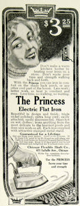 1913 Ad Vintage Princess Electric Flat Iron Antique Chicago Flexible Shaft YDL8