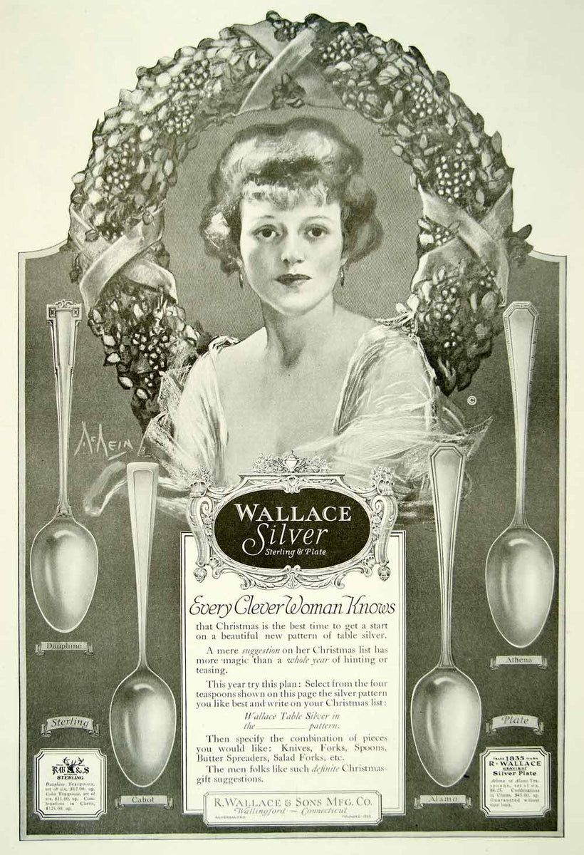 1920 Ad Wallace Silverware Neysa Moran McMein Wreath Spoon Cabot Dauph