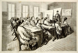 1876 Engraving Chinese Mission School Methodist San Francisco Immigrant Students