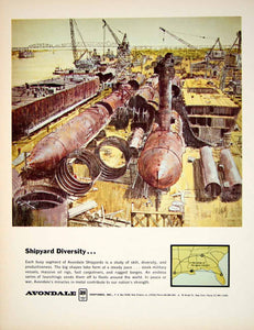 1966 Ad Vintage Avondale Shipyards Shipbuilding New Orleans Barges Oil Rigs YFM2