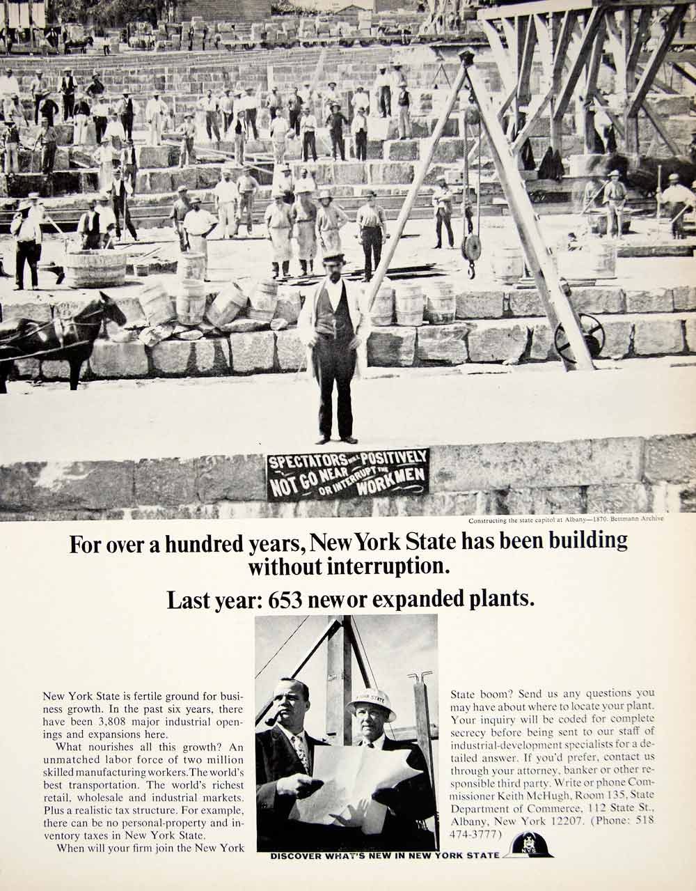 1966 Ad New York State Chamber of Commerce Albany Capitol Construction 1870 YFM2