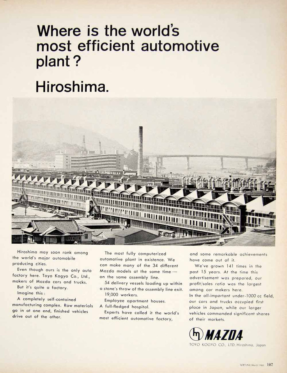 1966 Ad Toyo Kogyo Mazda Japanese Car Truck Factory Plant Hiroshima Ja –  Period Paper Historic Art LLC