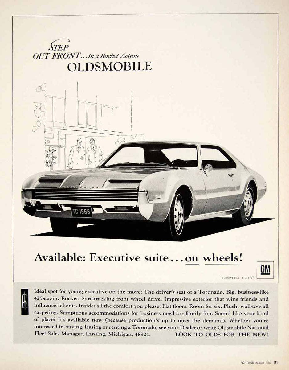 1966 Ad Vintage Oldsmobile Toronado Car Automobile Rocket Action