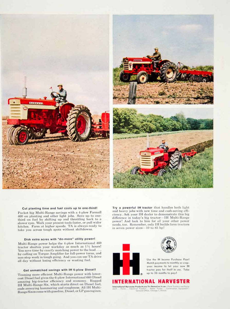 1960 Ad Big Six International Harvester Tractor Field Plough Plow