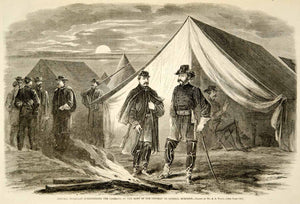 1862 Wood Engraving Alfred Waud Gen George McClellan Ambrose Burnside Civil YHW2