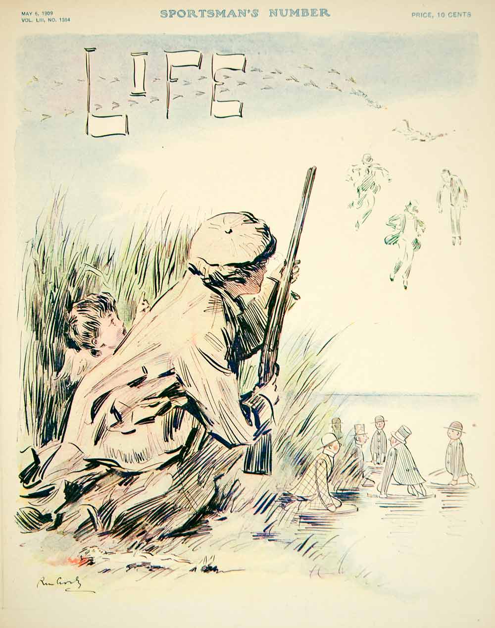 1909 Cover Life Art Duck Hunting Sportsman Shotgun Outdoors Nature Firearm YLF4