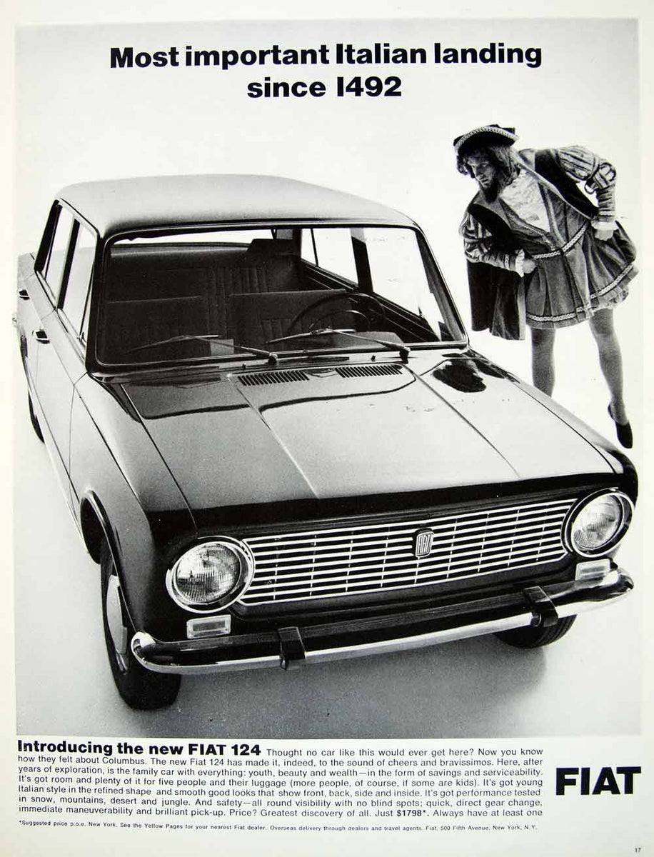 希少 洋書 Alle FIAT Automobile 1899-1986 1966 Ad Vintage Fiat 124 Family Car Italian Import Christopher