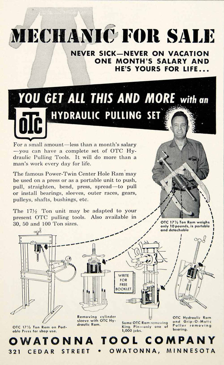 1955 Ad Owatonna Tool 321 Cedar Street Minnesota Hydraulic Pulling