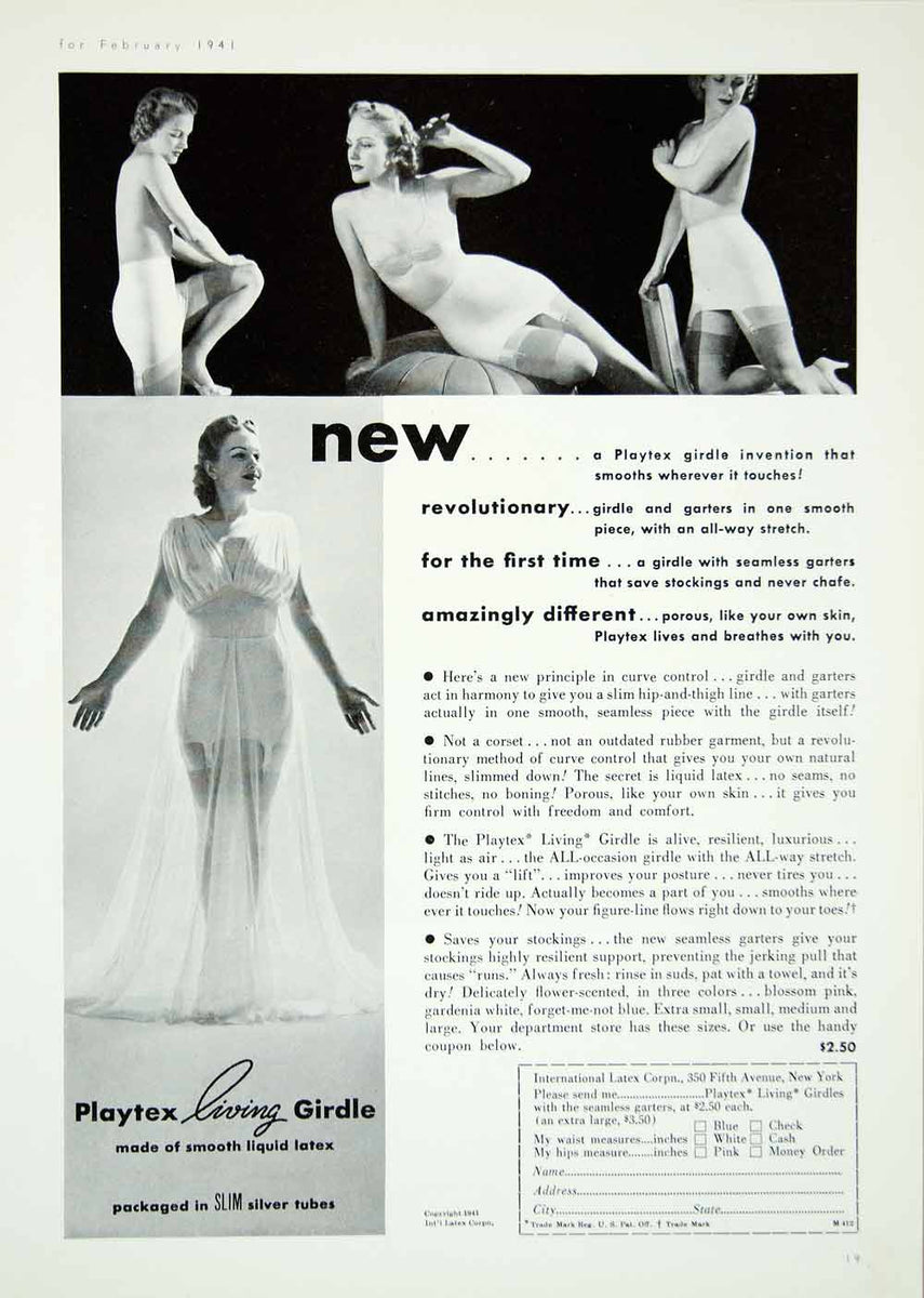1941 Ad Playtex Living Girdle Women Foundation Garment 40s Fashion Lat