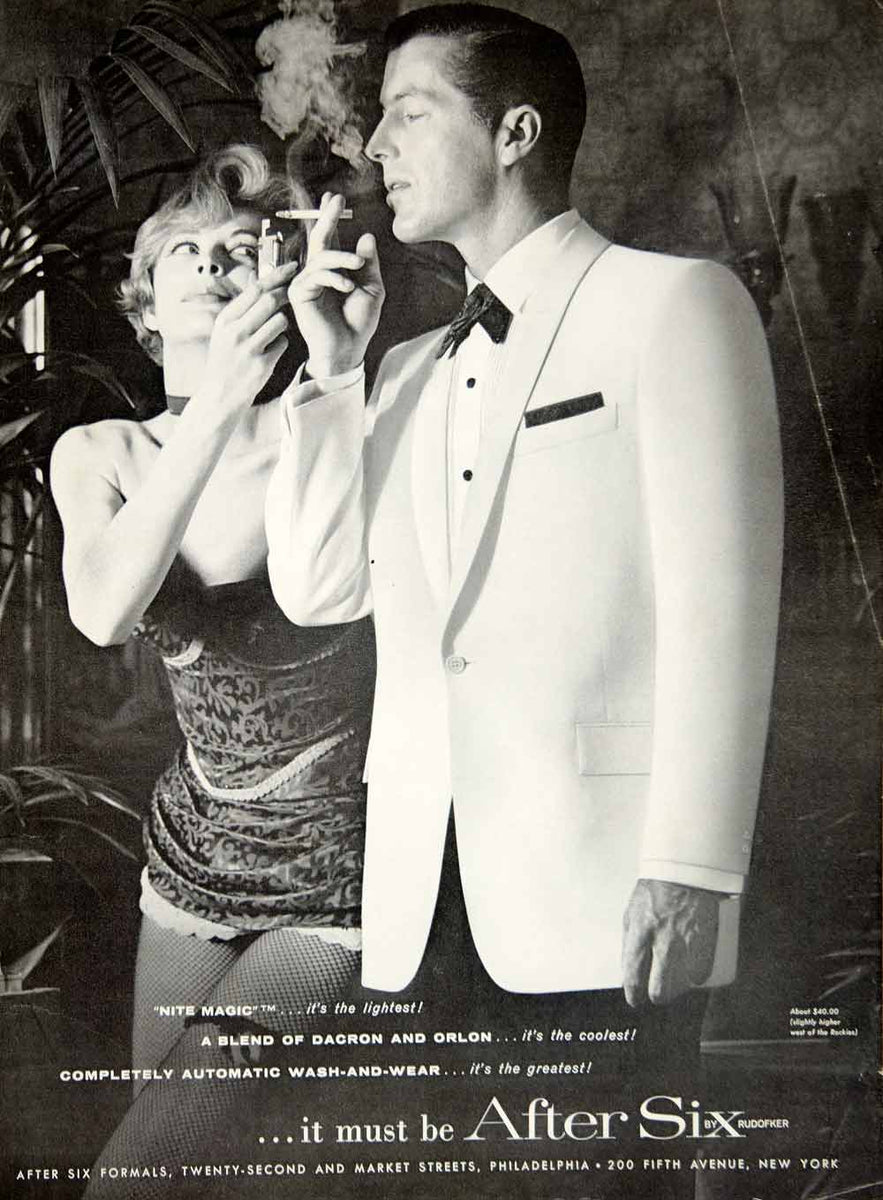 1960 Ad Vintage After Six Dinner Jacket Fashion Style Cigarette YMM4 Period Paper Historic Art LLC 1960 Ad Vintage After Six Dinner Jacket Fashion Style Cigarette YMM4 Period Paper Historic Art LLC