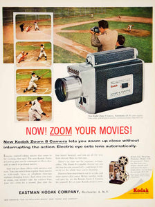 1960 Ad Kodak Zoom 8 Automatic f/1.9 Home Movie Camera Projector Baseball YMM4