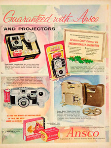 1961 Ad Vintage Ansco 35mm Cameras Slide Projector 8mm Film Flash YMM4