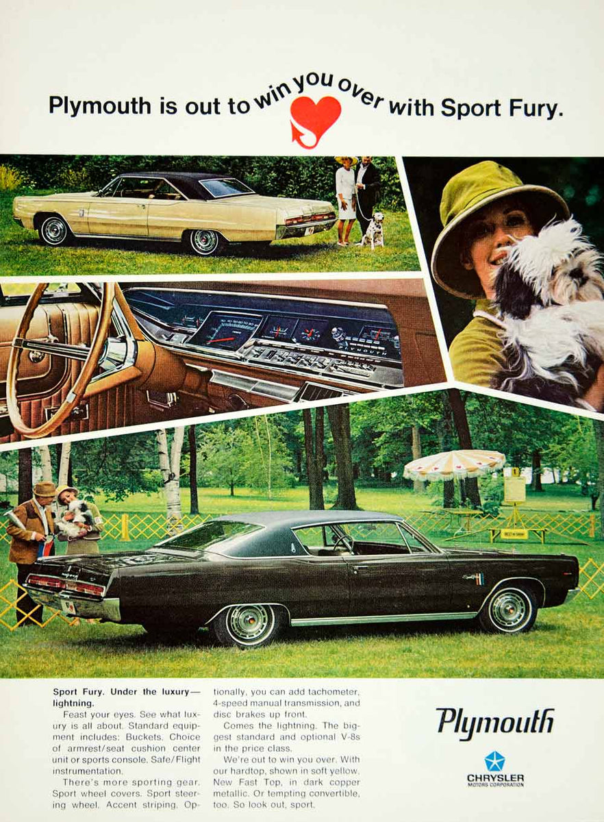 Vintage automobile Print car ad 67 Plymouth Fury Classic Ride Golf game  1966 ad