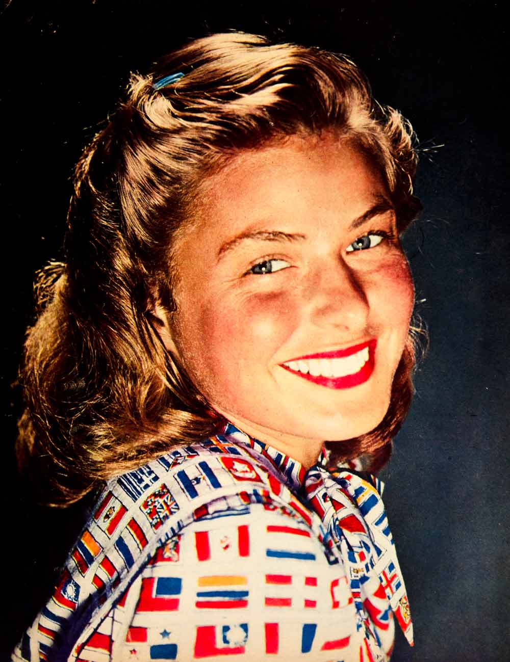 1946 Color Print Ingrid Bergman Portrait Swedish Film Actress Hollywood YMS2
