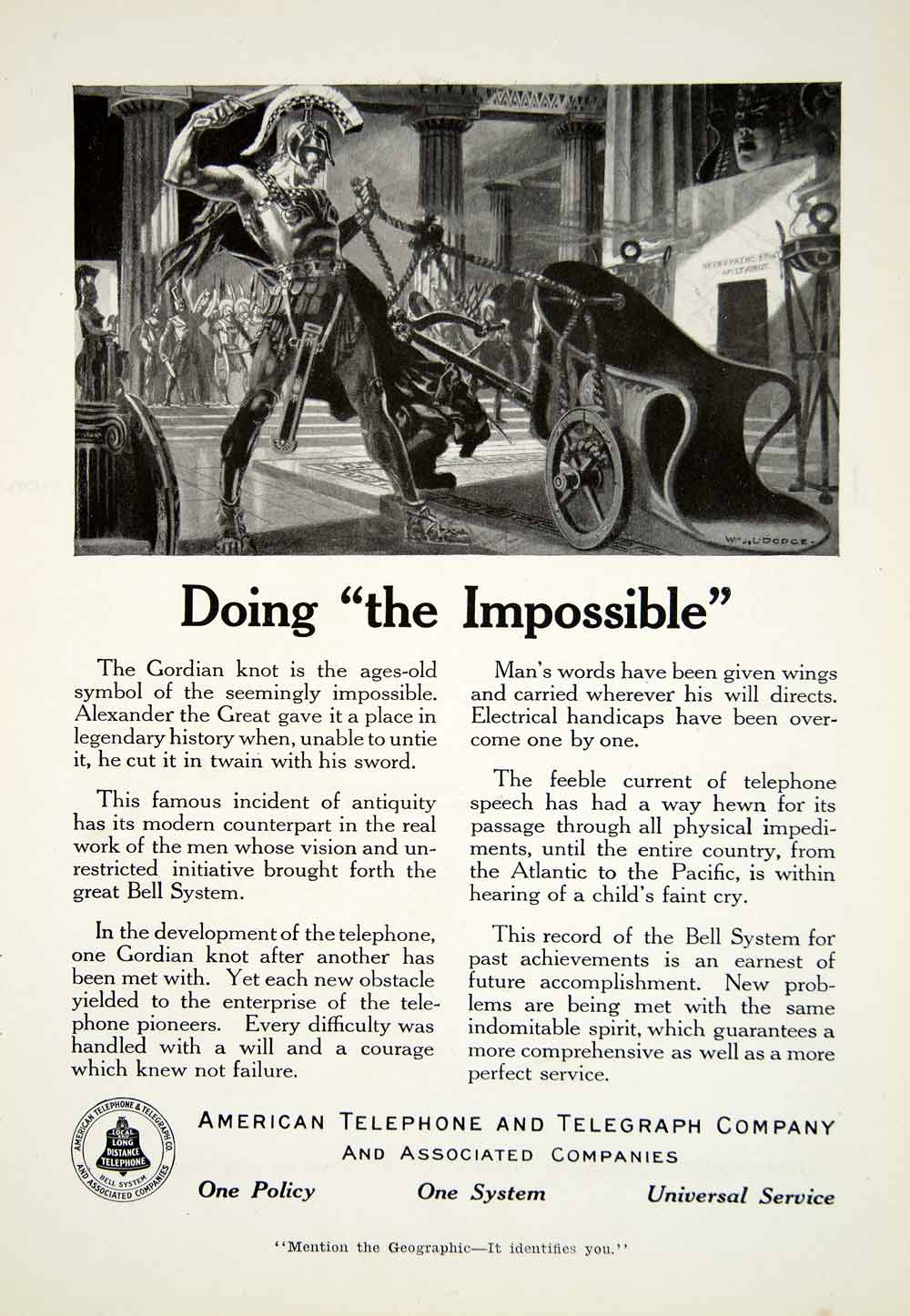 1916 Ad American Telephone Telehgraph Company Alexander Great Chariot YNG1