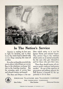 1918 Ad American Telephone Telegraph Company Wartime World War I Image YNG2