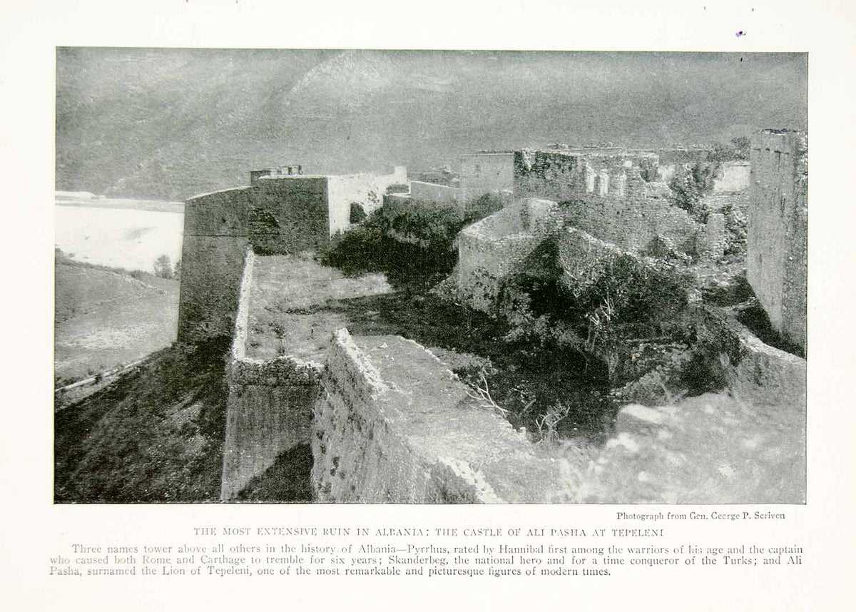 1918 Print Castle Ali Pasha Tepelena Albania Albanian Ruins