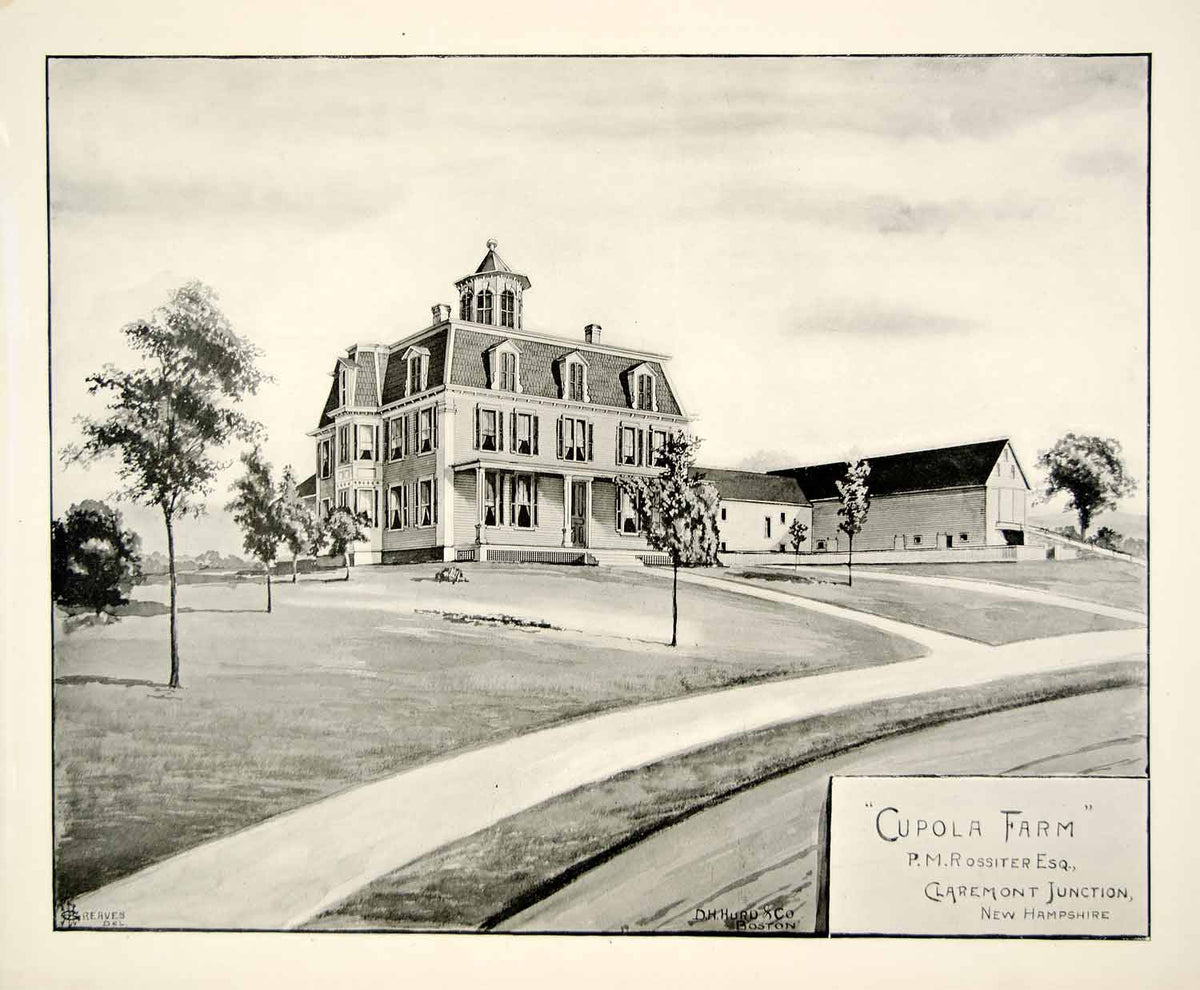 1892 Print Cupola Farm Claremont Junction P M Rossiter New Hampshire Y