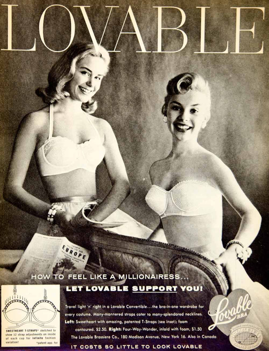 1956 Ad Vintage Perma-lift Brassiere Lace Bra Strapless Halter Underwear  YPP4