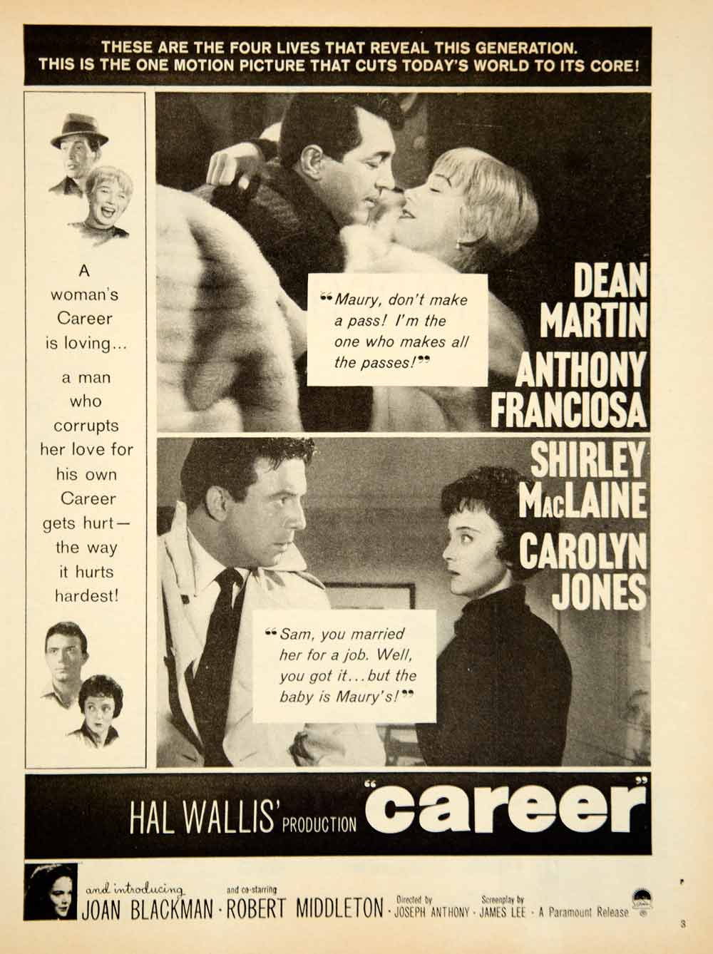1959 Ad Movie Career Dean Martin Anthony Franciosa Shirley MacLaine YPP5