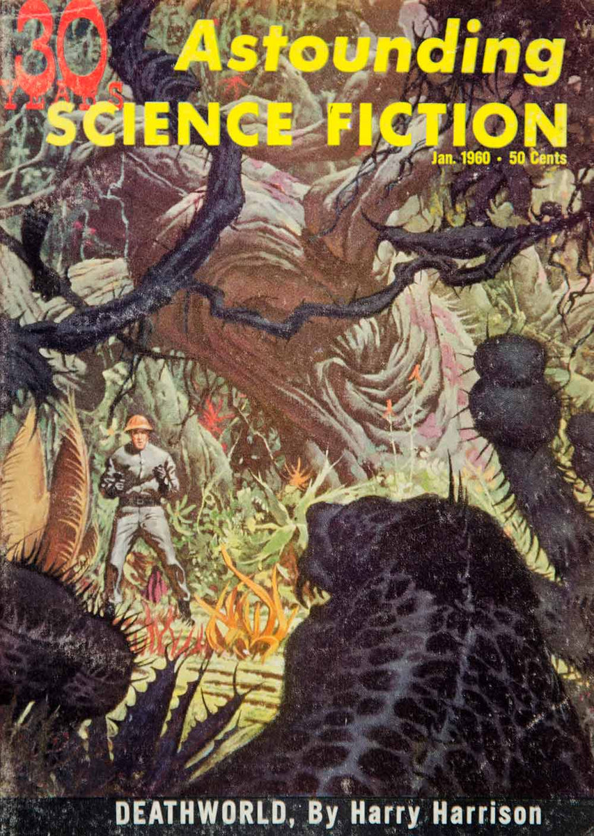 1960 Cover Astounding Science Fiction Art Richard Van Dongen Alien