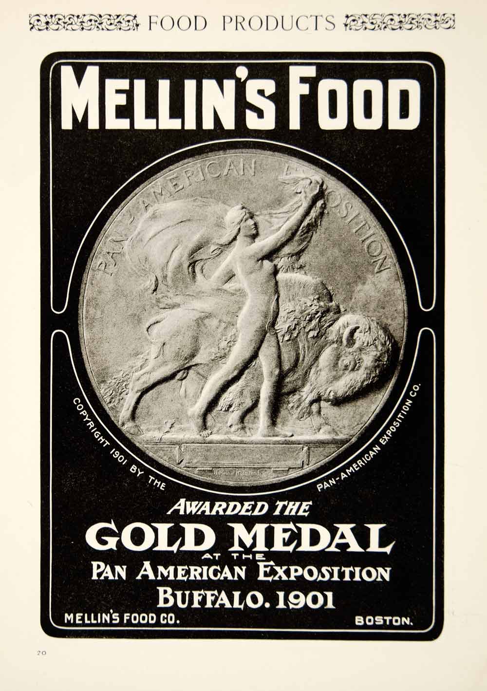 1901 Ad Mellins Food Infant Baby Gold Medal Pan American Exposition Buffalo YSN2