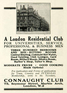 1926 Ad Connaught Club London Residential Club 75 Seymour Street Marble YTL1