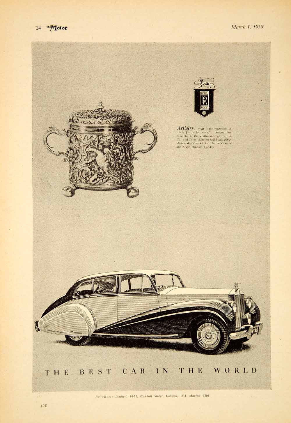 1950 Ad Rolls Royce Phantom IV Luxury Car Classic Automobile British Import YTM5