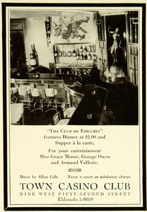 1935 Ad Club Epicure Town Casino Club Restaurant Bar 52nd Street New York YTS3