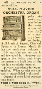 1891 Ad Wilcox White Organ Musical Instrument Orchestra Meridian CT YYC1