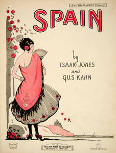 1924 Sheet Music Spain Isham Jones Gus Kahn Spanish Dancer Fan Mantilla ZSMA1
