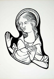 1856 Lithograph Sebastian Evans Art St Mary Magdalene Stained Glass Medieval ZZ1