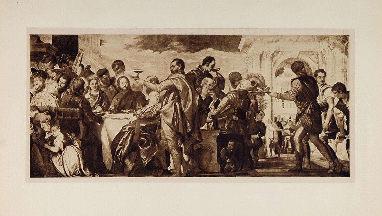 1901 Paul Veronese Marriage at Cana Feast Lithograph - ORIGINAL 100