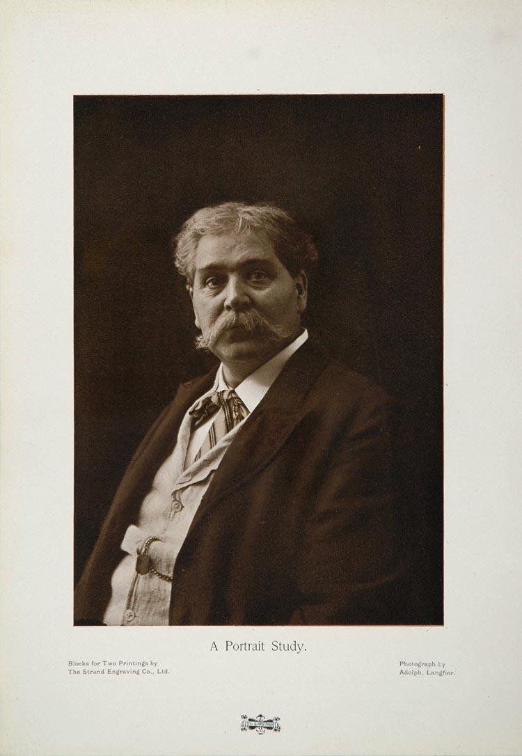 1905 Portrait Study Edwardian Man Adolph Langfier Print - ORIGINAL 1905