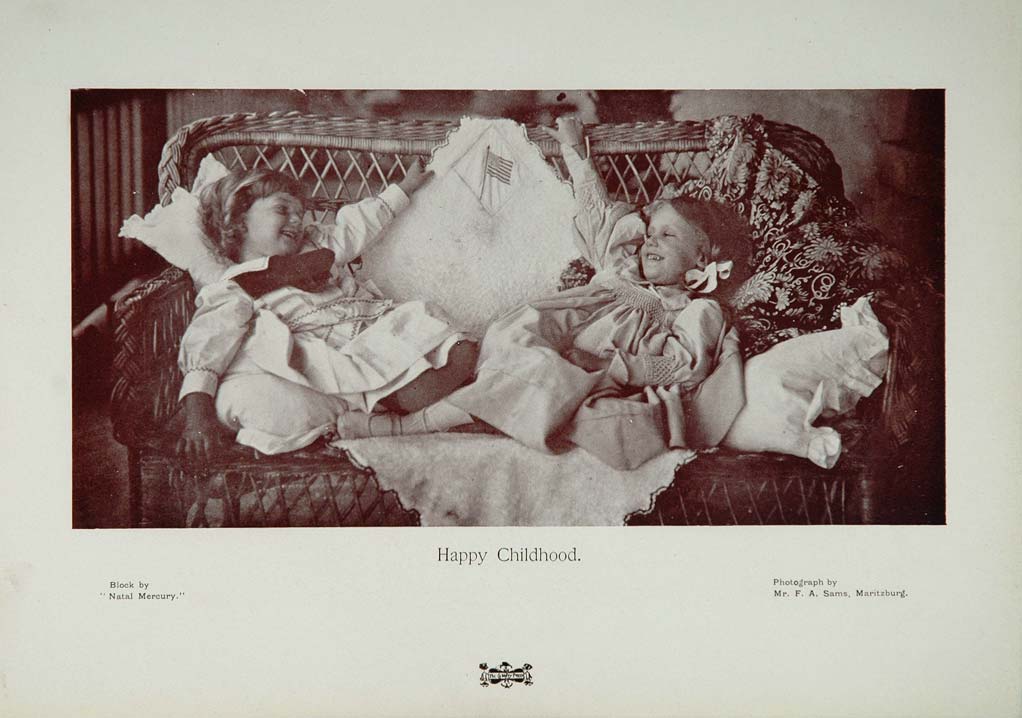 1905 Happy Children Girls F. A. Sams Photographer Print ORIGINAL HISTORIC 1905