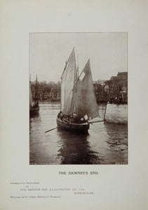 1905 Sailboat Sailing Sails Boat Harbor Boats B/W Print ORIGINAL HISTORIC 1905