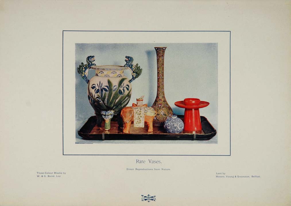 1905 Rare Vases Ceramic China Color Decorative Print - ORIGINAL 1905