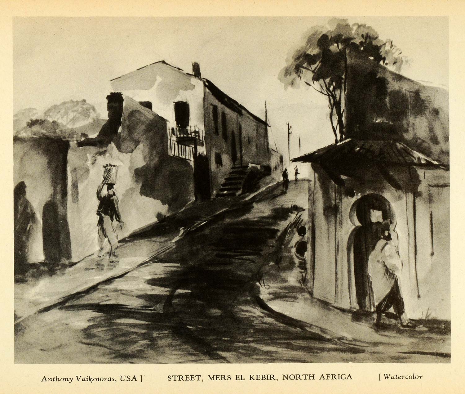 1944 Print Street Cityscape World War II Mers El Kebir North Africa AAF1